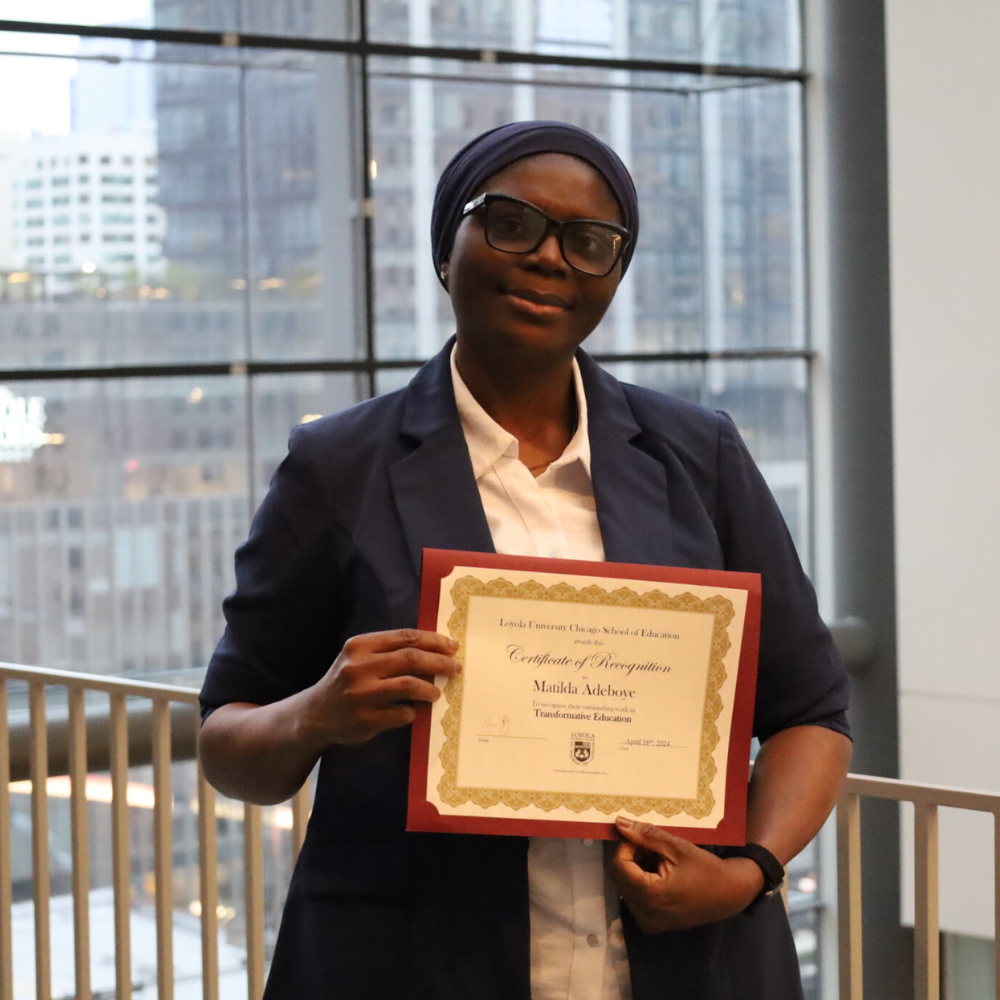 Matilda Adeboye receiving the 2024 SOE Excellence Award.